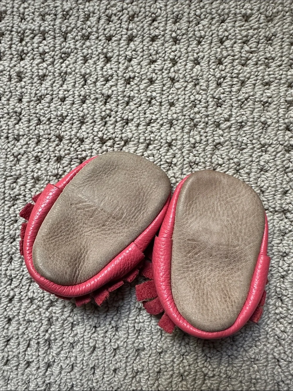 Freshly Picked Coral Red Leather Fringe Baby Moccasins